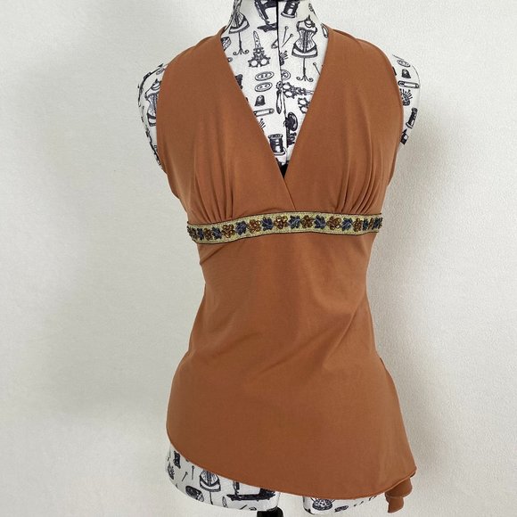 Ripe Clothing Company Peach Halter Top with Beading Details Size S/M - Picture 1 of 7